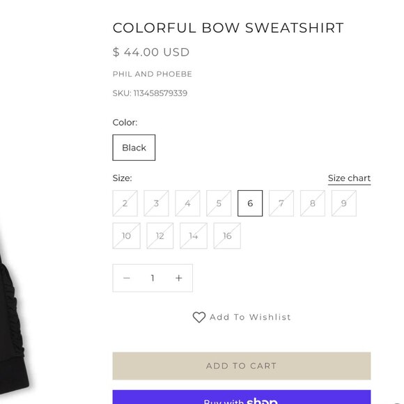 Phil and Phoebe Colorful Bow Sweatshirt- Sold Out Online - Picture 2 of 4